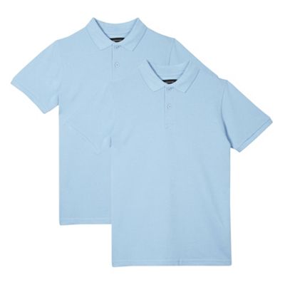 Debenhams Pack of two boy's blue cotton school polo shirts